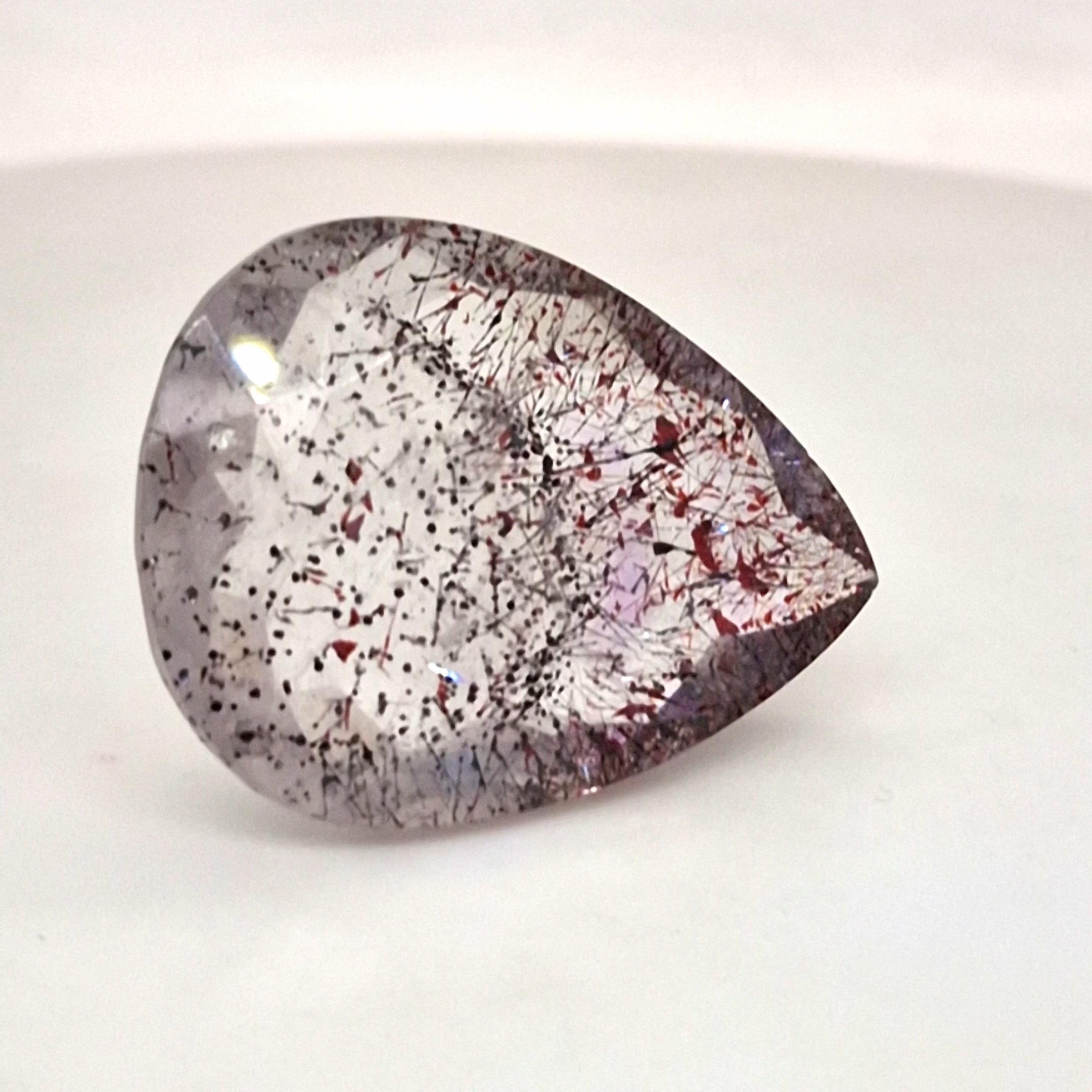 Natural Super Seven Quartz Faceted | Pear| Size: 30x23mm