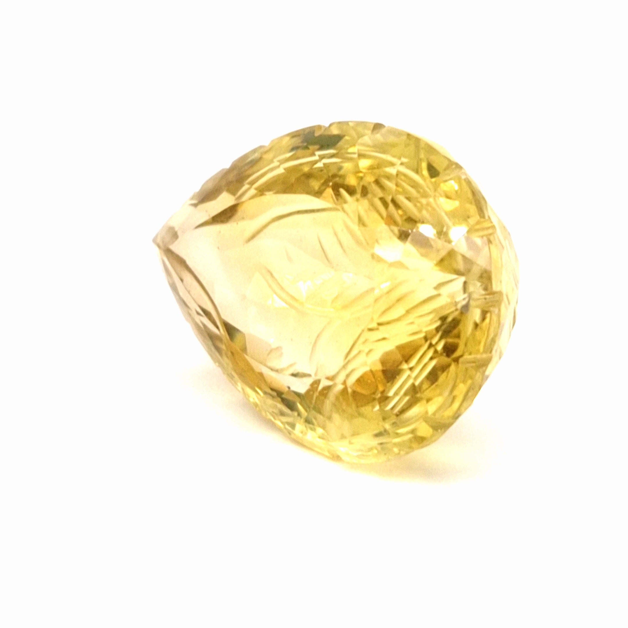 Natural Lemon Quartz Carved | Pear| 35x26mm