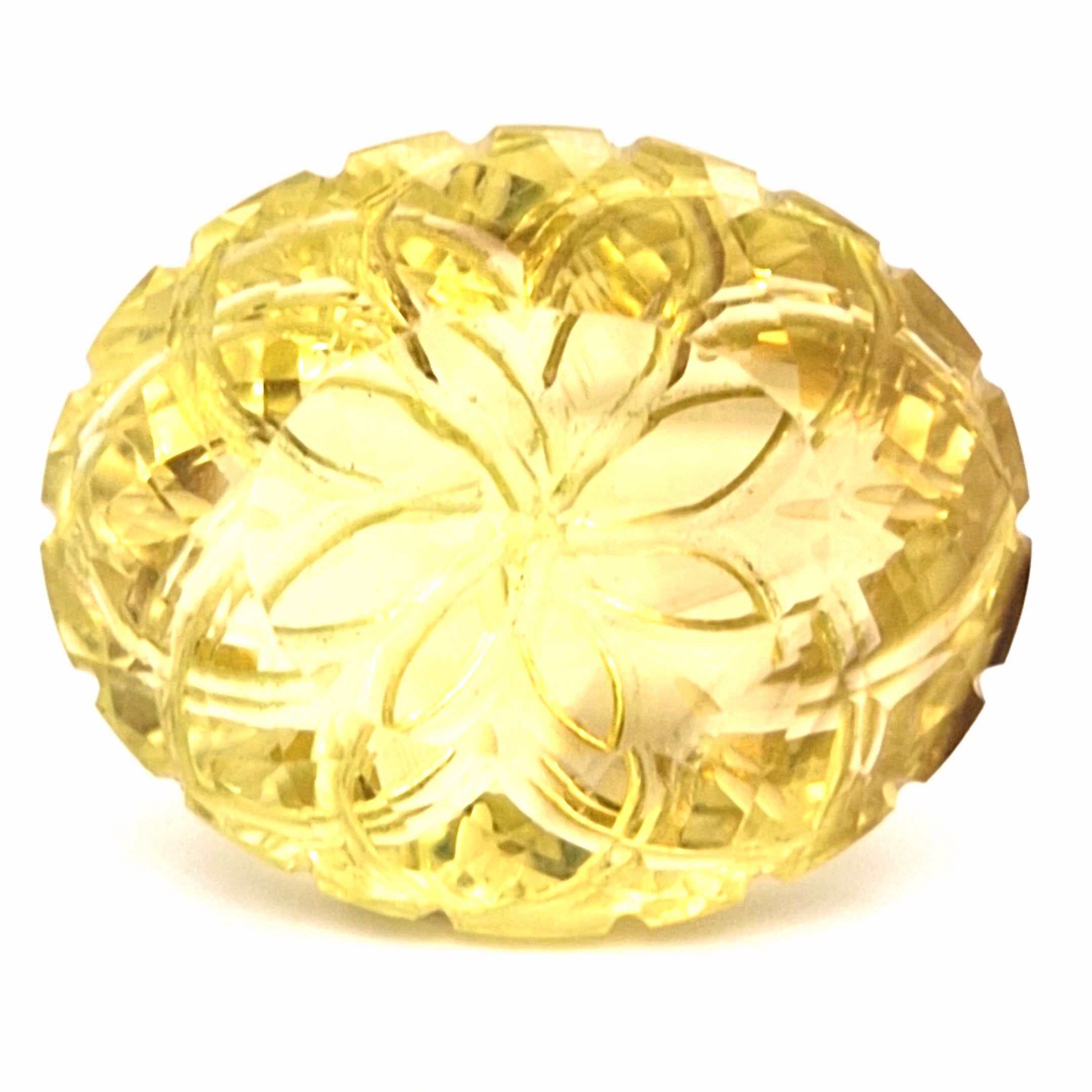 Natural Lemon Quartz Carved | Oval | 31x25mm