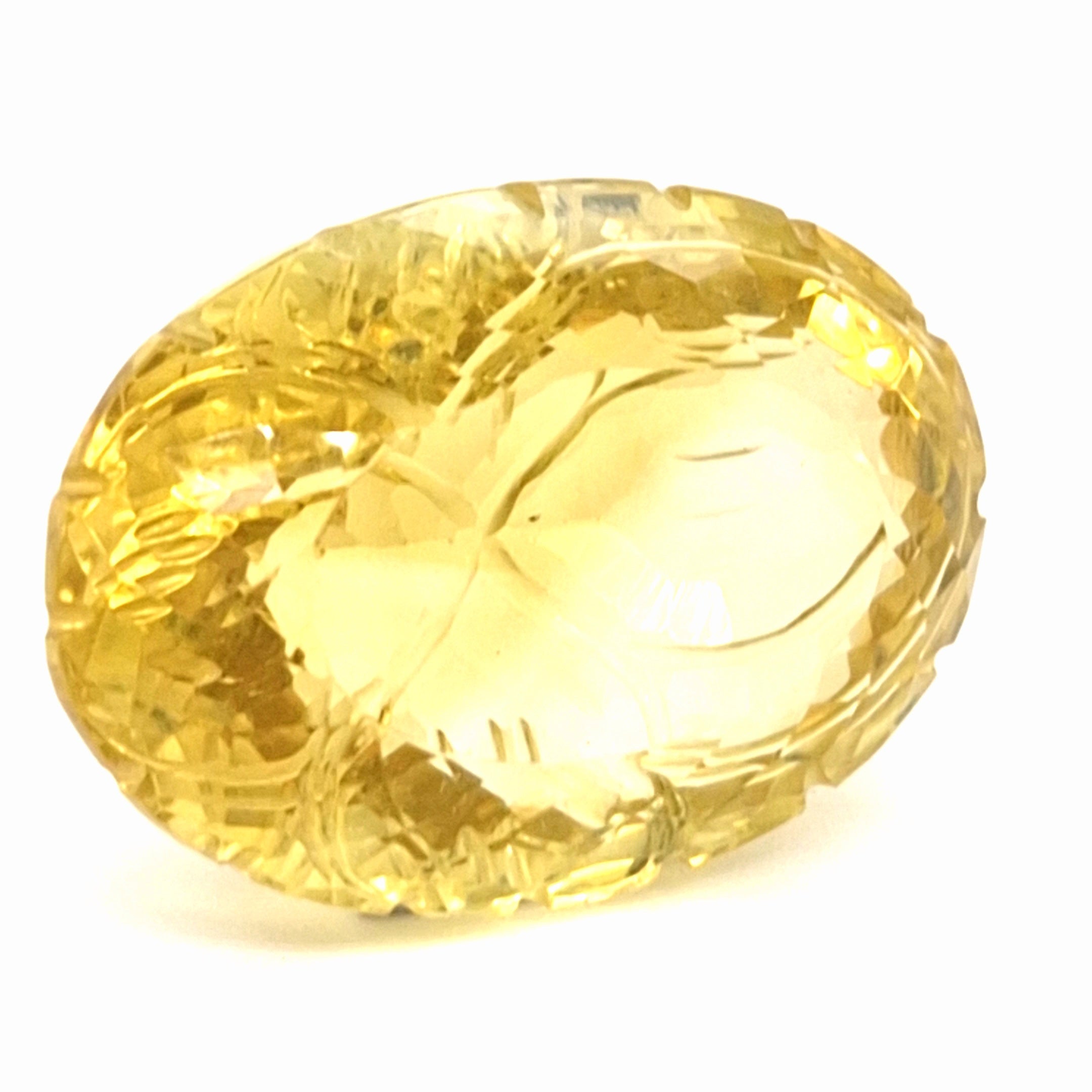 Natural Lemon Quartz Carved | Oval | 31x23mm