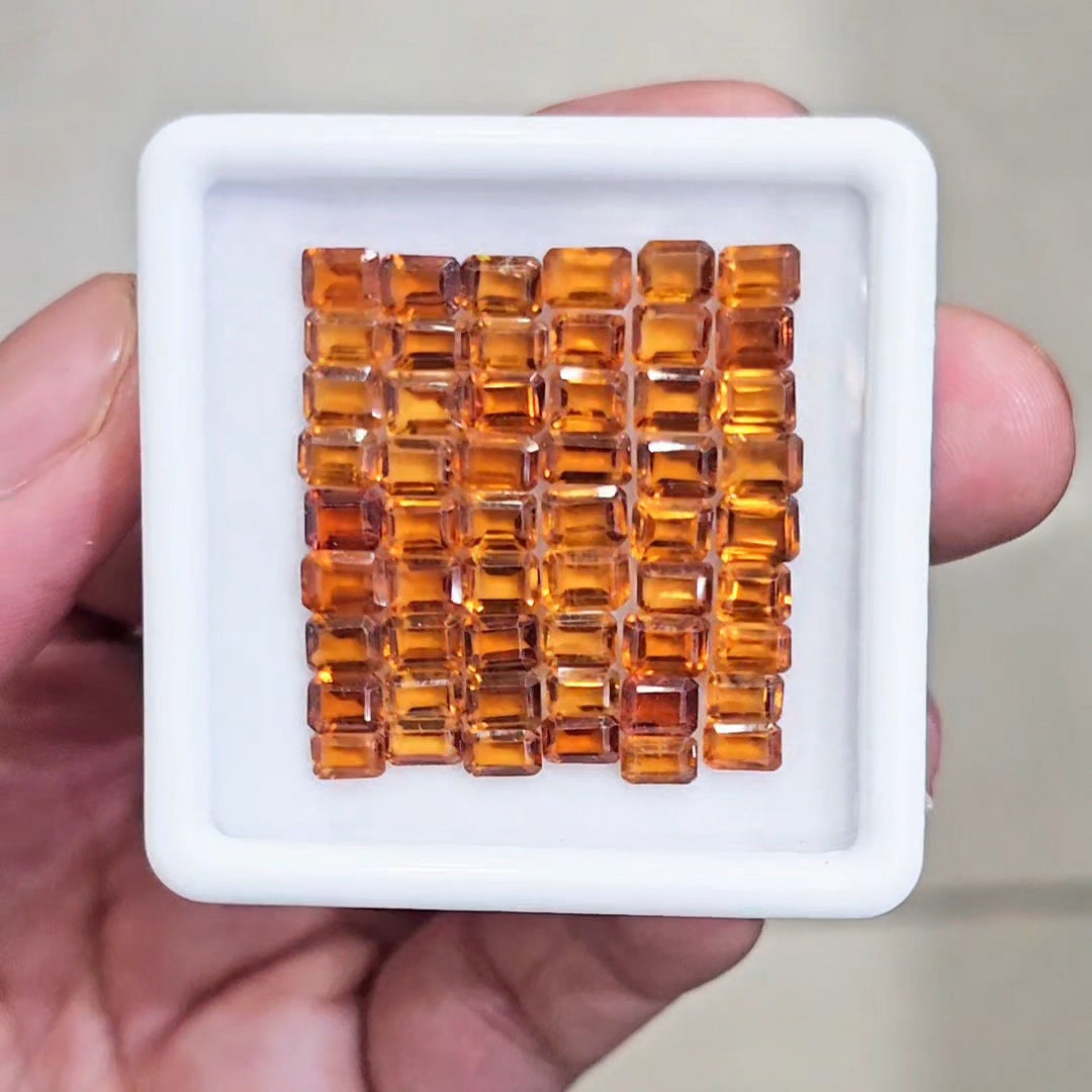 35 Pcs Of Natural Hessonite Garnet Faceted | Rectangle | Size:4-6mm - The LabradoriteKing