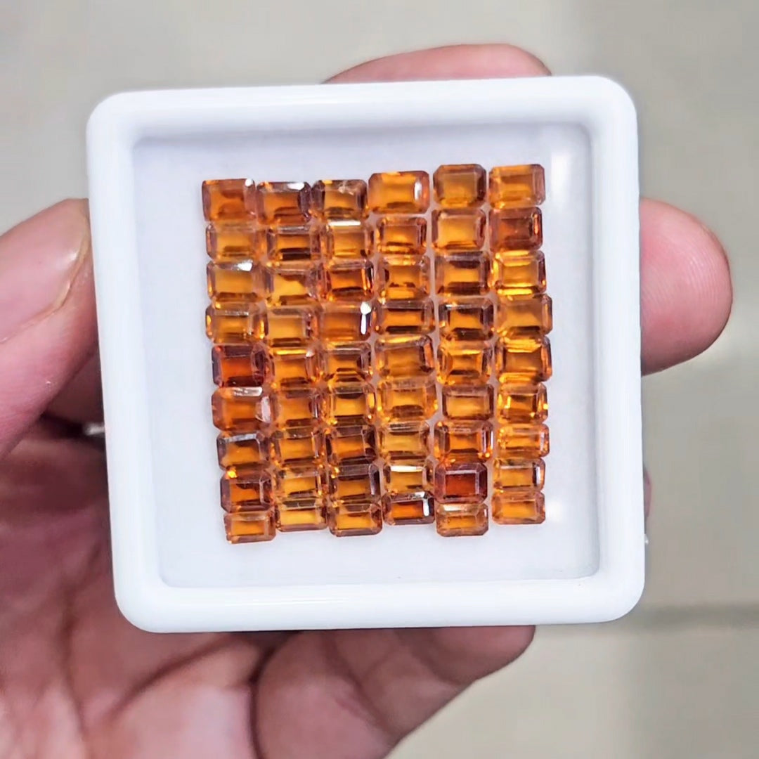 35 Pcs Of Natural Hessonite Garnet Faceted | Rectangle | Size:4-6mm - The LabradoriteKing