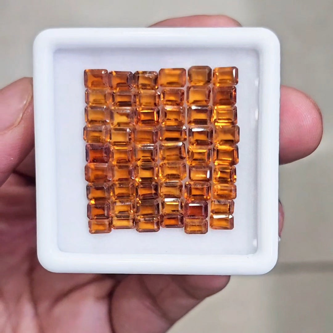 35 Pcs Of Natural Hessonite Garnet Faceted | Rectangle | Size:4-6mm - The LabradoriteKing