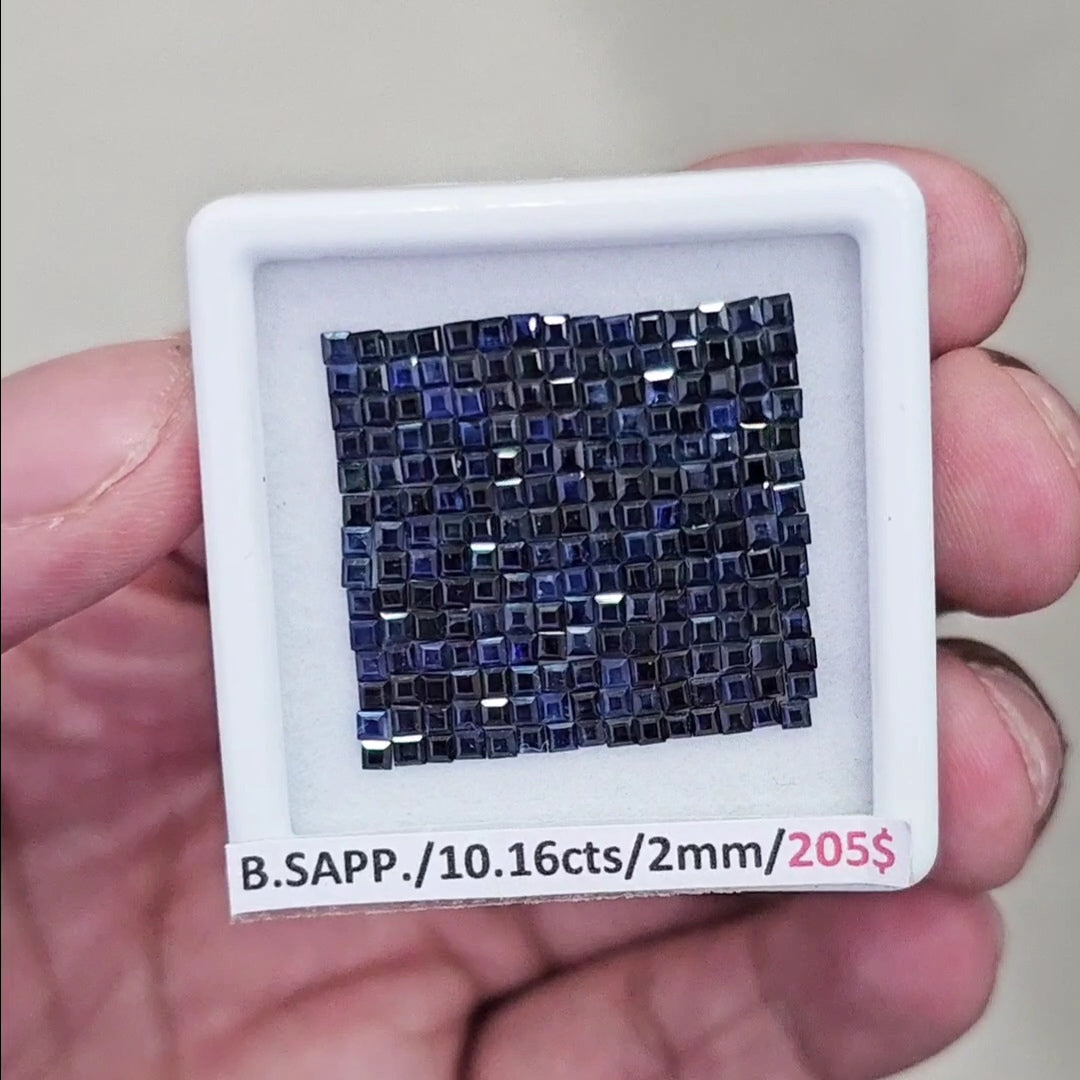210 Pcs of Natural Blue Sapphire Faceted | Square | Size: 2mm - The LabradoriteKing
