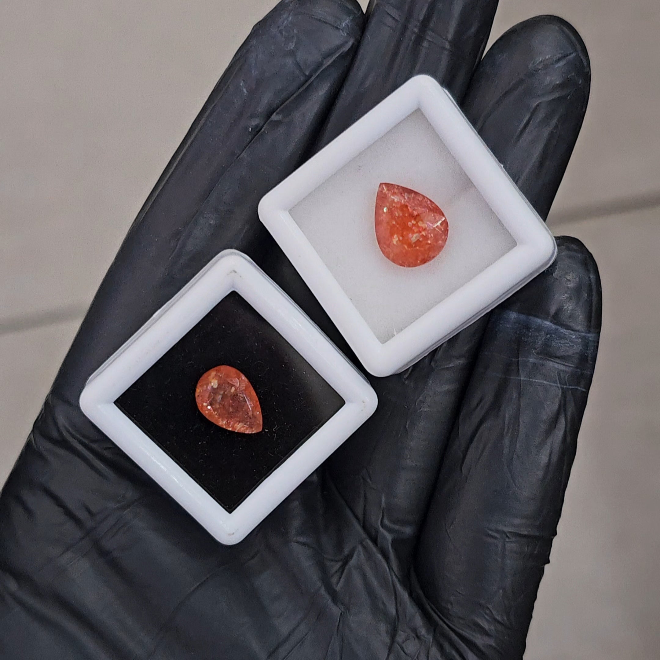 2Pcs Natural Sunstone Faceted | Pear | Size: 11-12mm