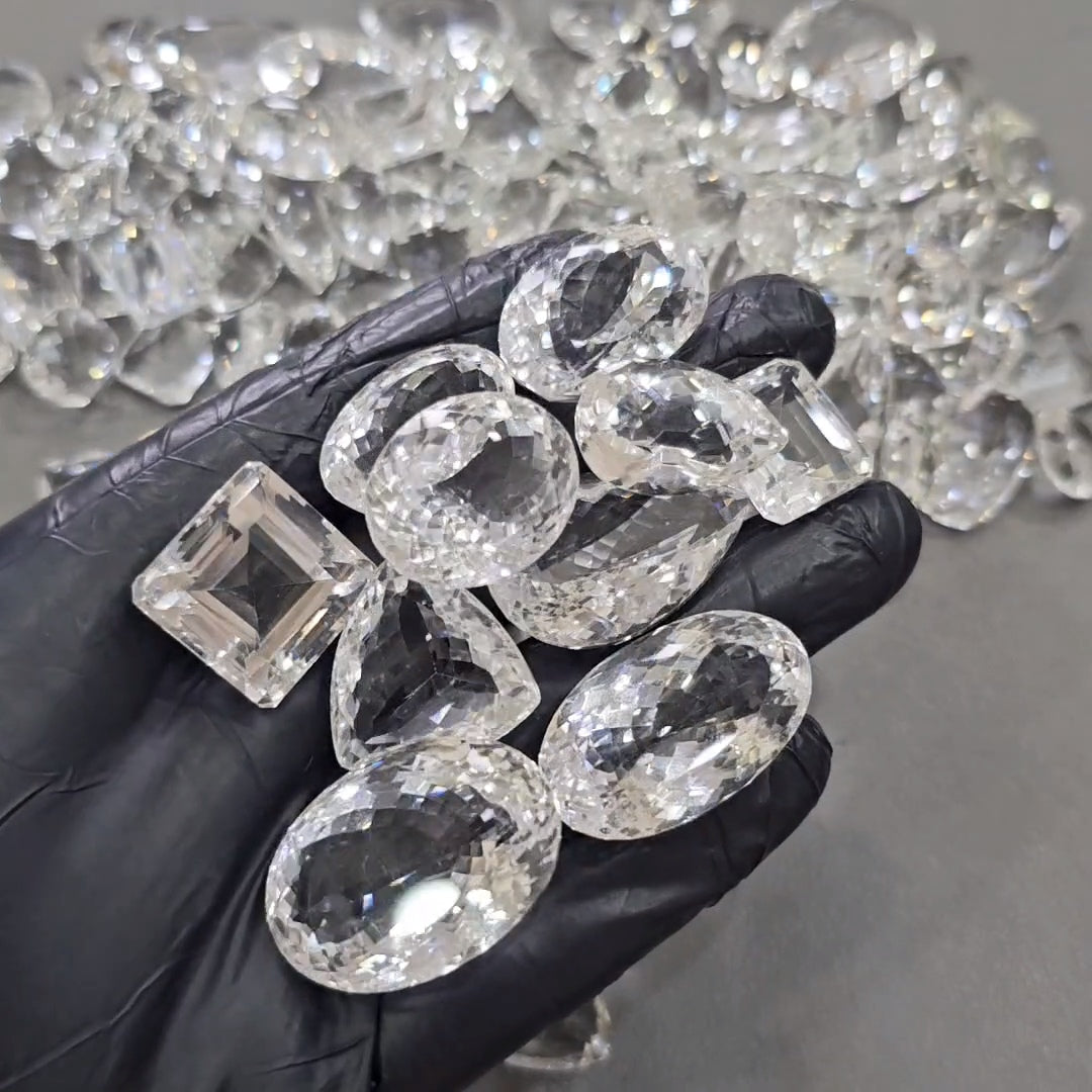 1000 Carats Natural Clear Quartz Faceted | 15–30mm |  25–30 Pcs | Wholesale Loose Crystals |
