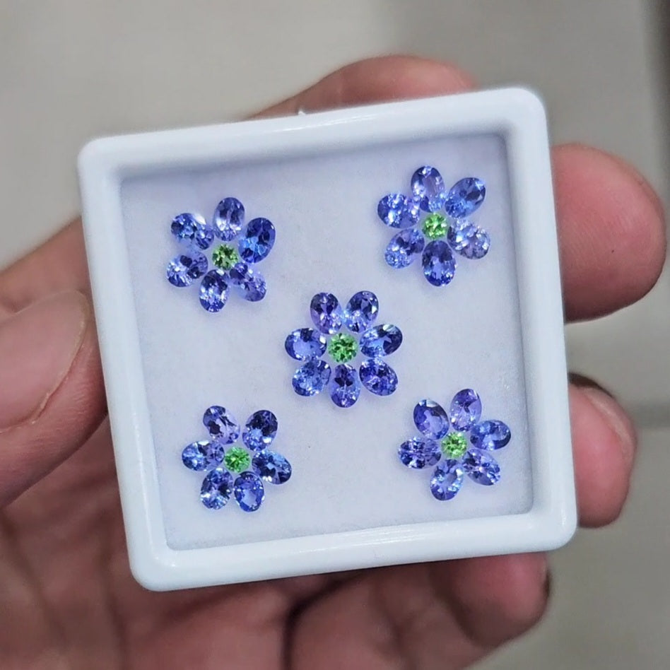36Pcs Natural Tanzanite & Tsavorite Faceted  | Oval & Round | Size: 2-4mm