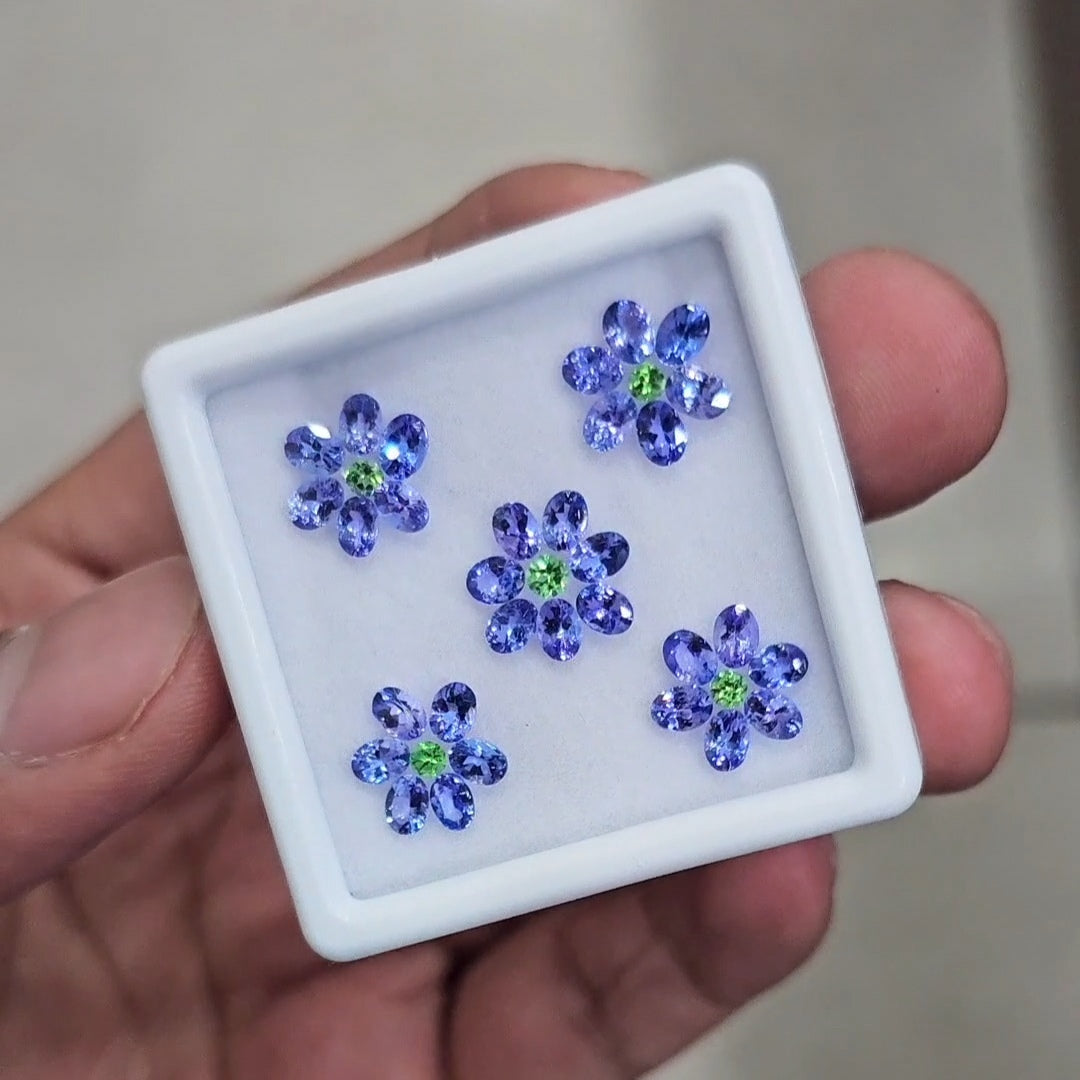 36Pcs Natural Tanzanite & Tsavorite Faceted  | Oval & Round | Size: 2-4mm