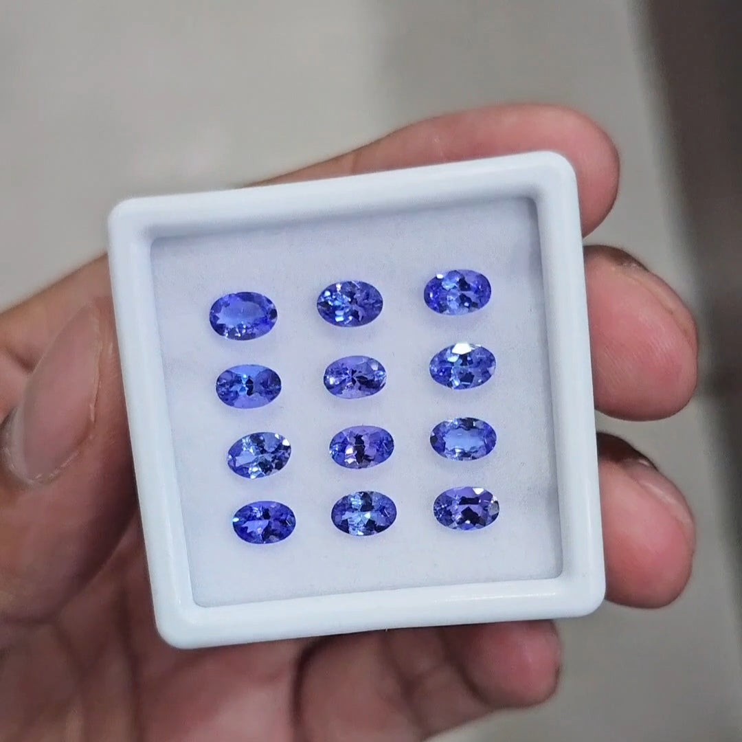 12Pcs Natural Tanzanite Faceted  | Oval | Size: 6x4mm