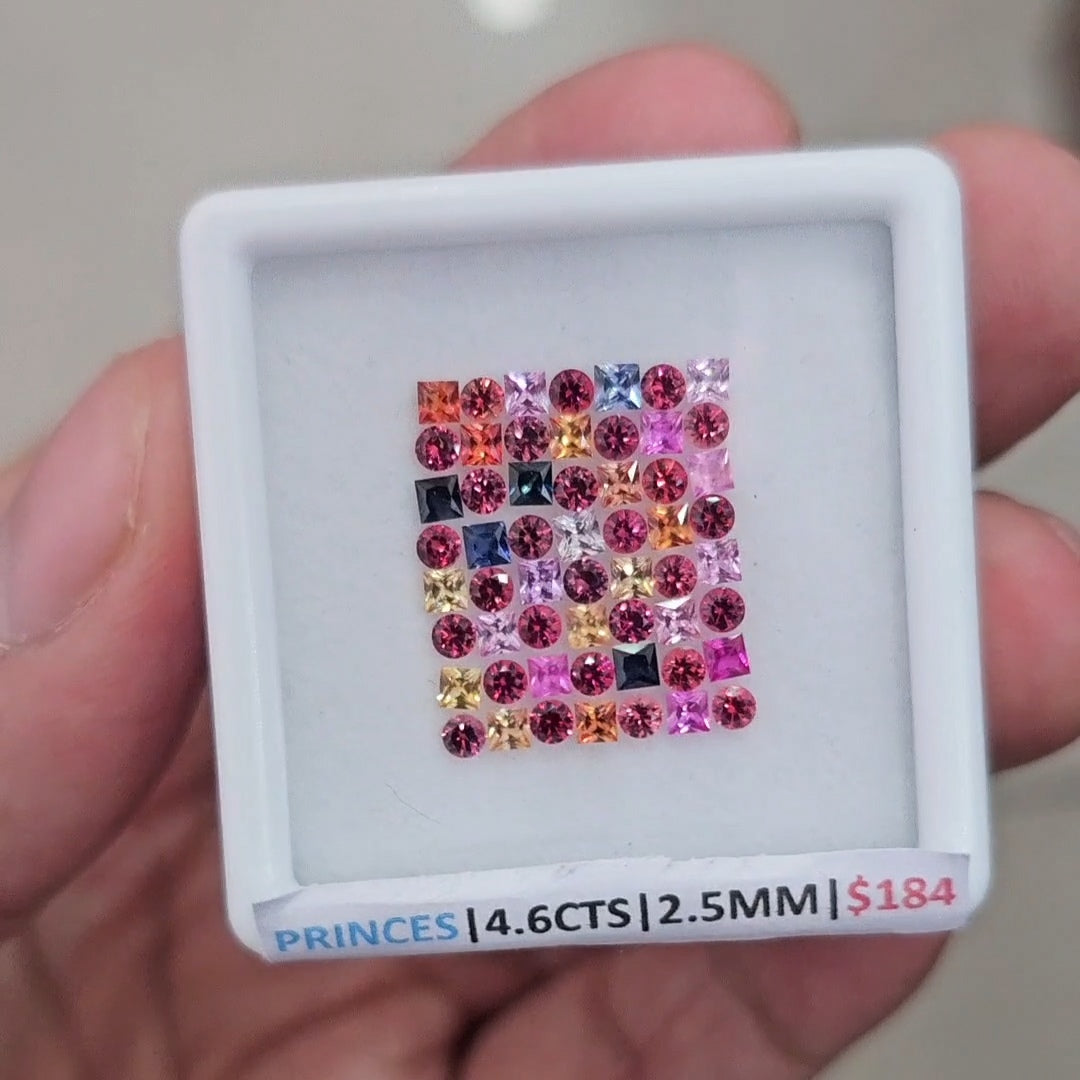 Natural Sapphire Ideal Princess and Round Cut | Square &  Round | 2.5mm