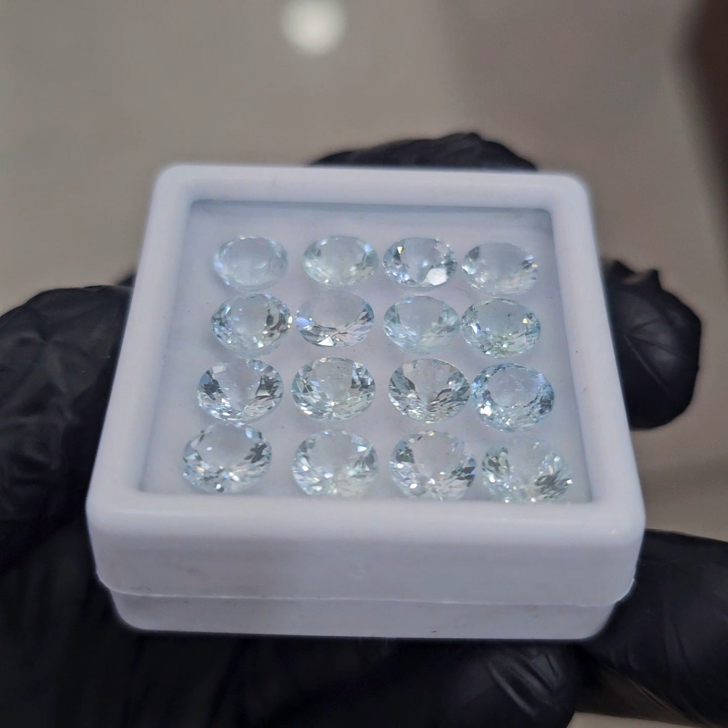 16Pcs of Natural Aquamarine Faceted  | Round | Size: 7mm