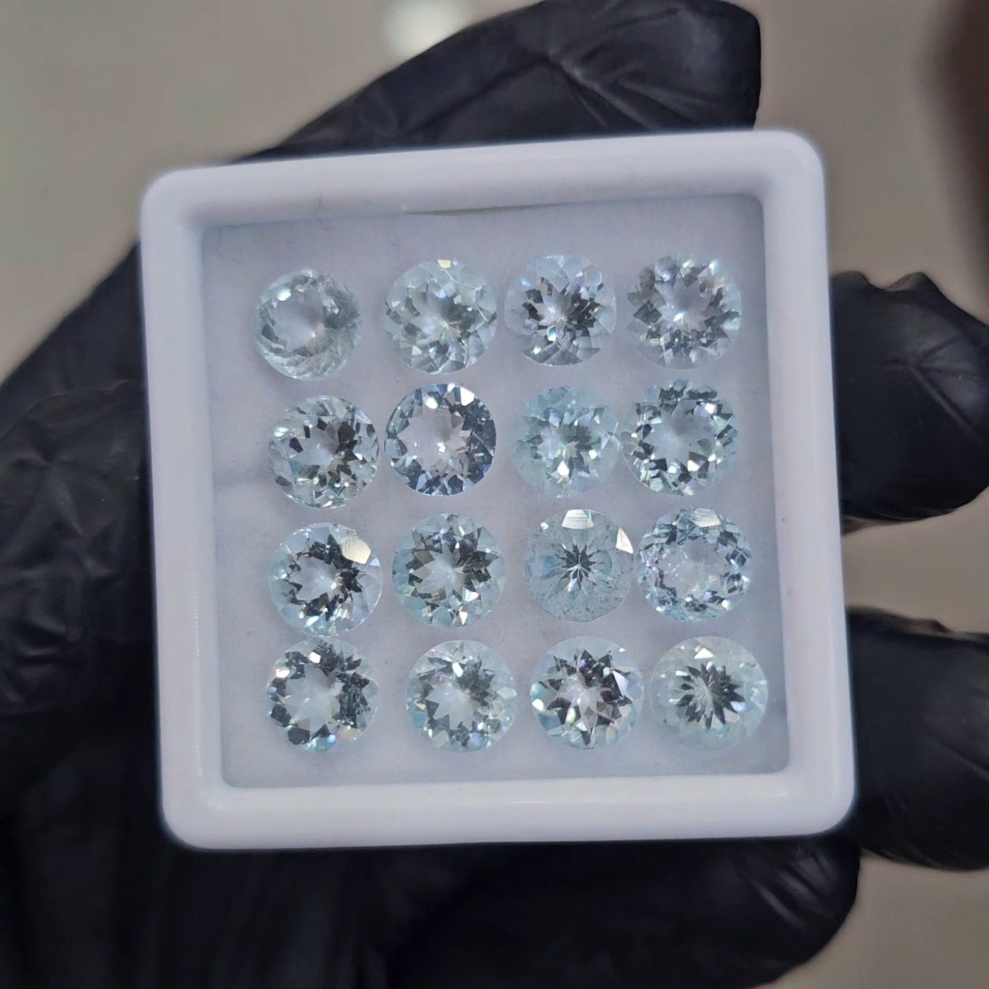 16Pcs of Natural Aquamarine Faceted  | Round | Size: 7mm