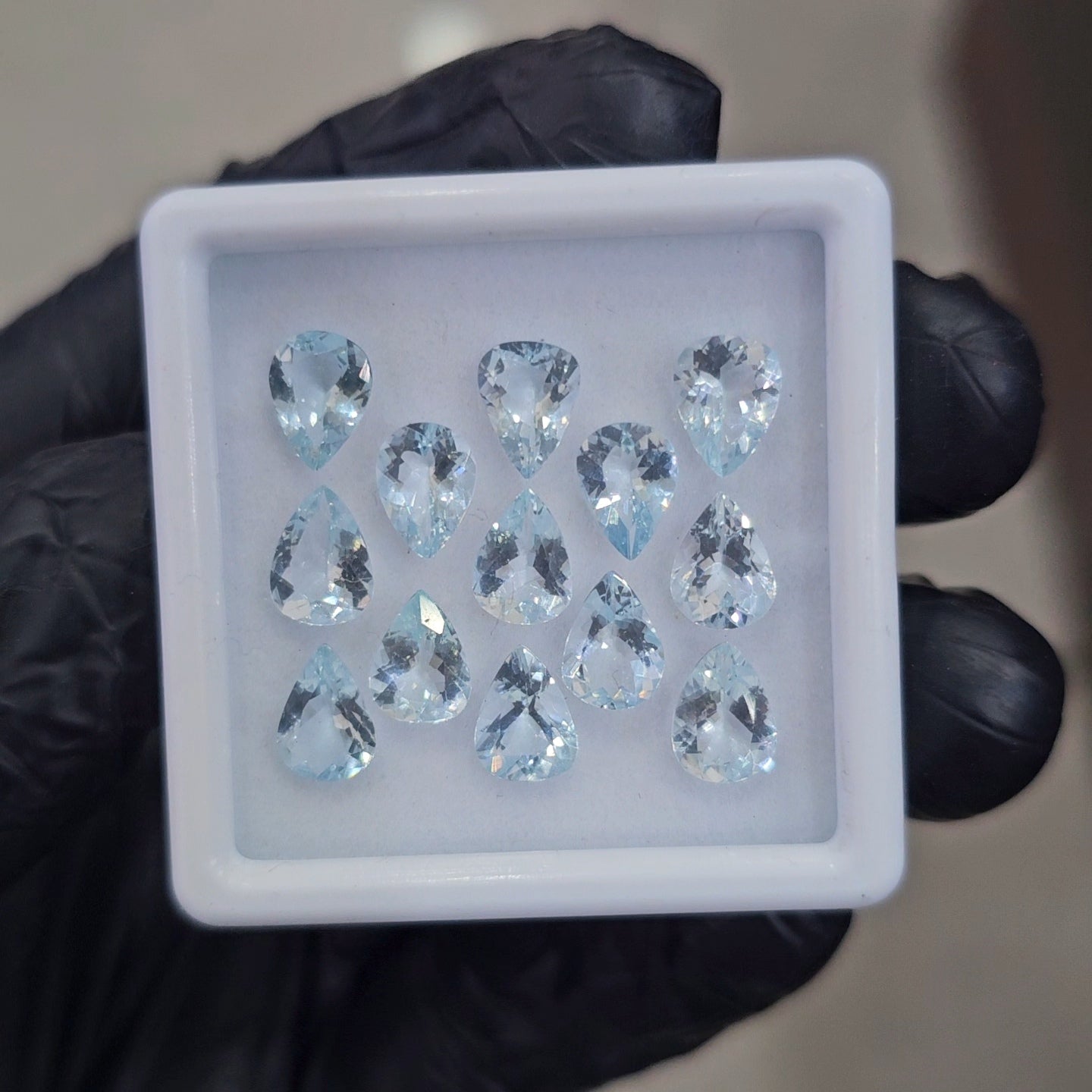 13Pcs of Natural Aquamarine Faceted  | Pear | Size: 8x6mm