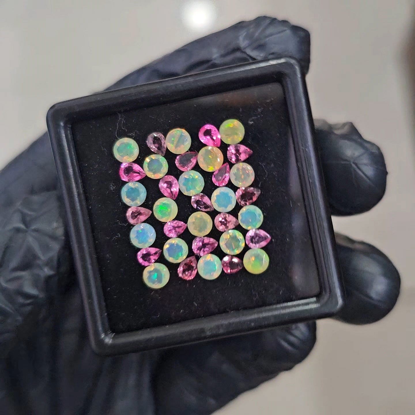 35Pcs of Natural Pink Tourmaline & Opal Faceted | Round & Pear | Size: 4mm