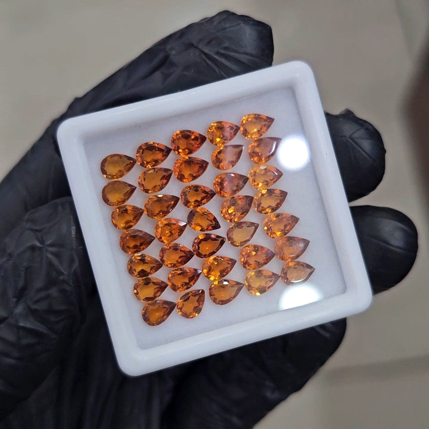 35Pcs of Natural Orange Garnet Faceted | Pear| Size: 6x4mm