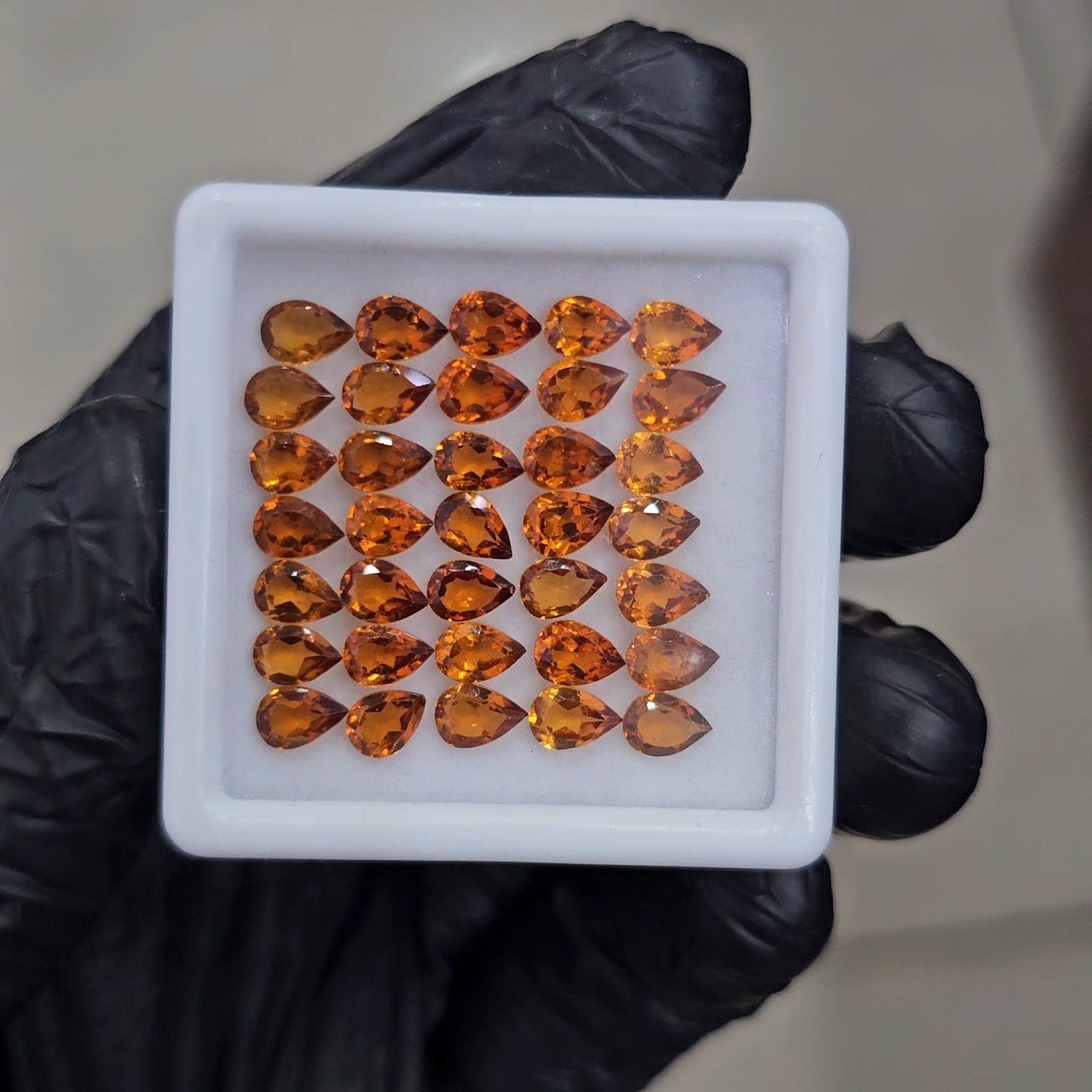 35Pcs of Natural Orange Garnet Faceted | Pear| Size: 6x4mm