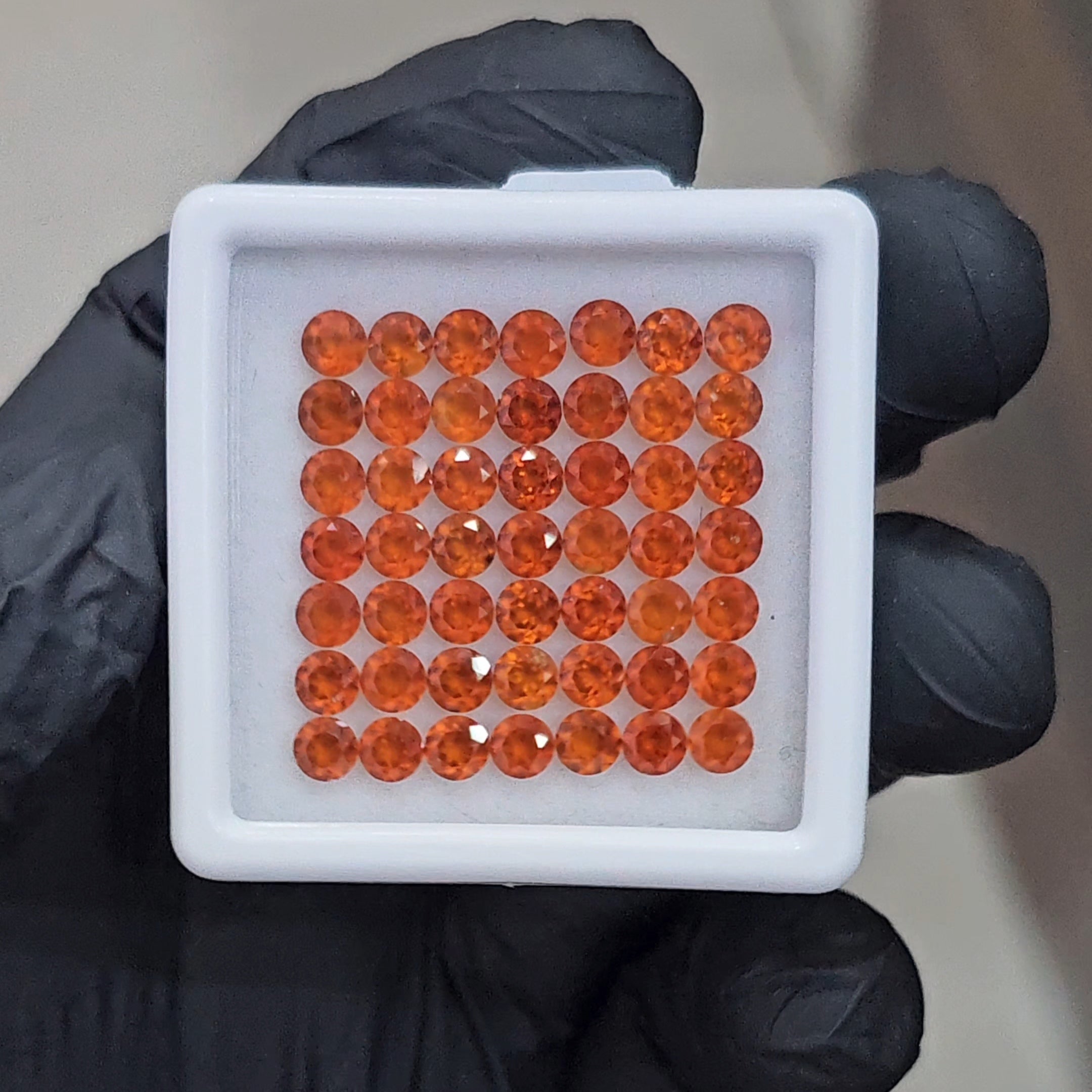 49Pcs of Natural Orange Garnet Faceted | Round | Size: 4mm