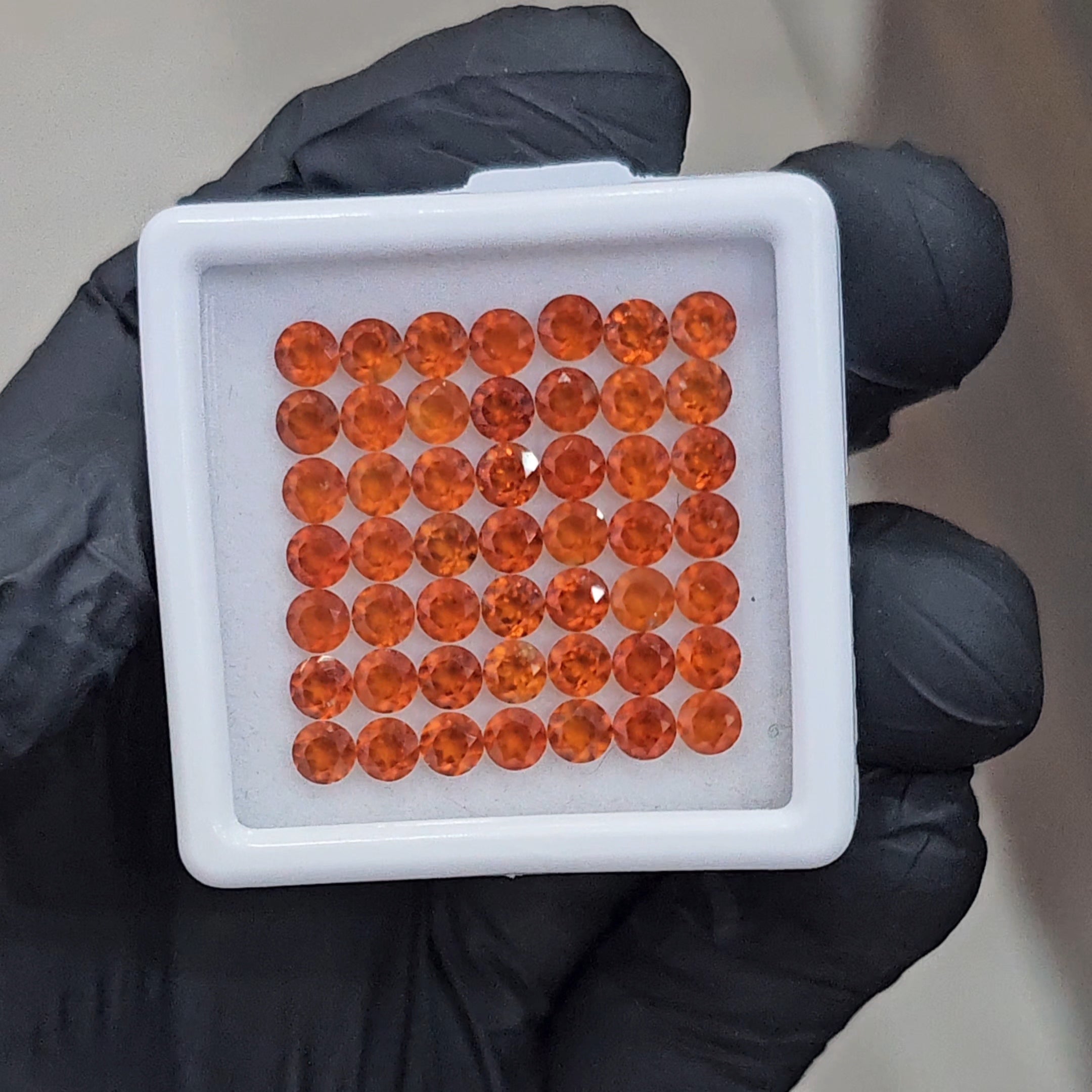 49Pcs of Natural Orange Garnet Faceted | Round | Size: 4mm