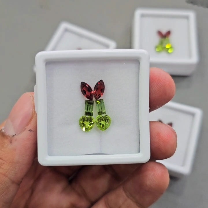 1 Box of  Natural Peridot, Tourmaline & Mozambique Garnet Faceted | Mix Shape | Size: 6mm (average)