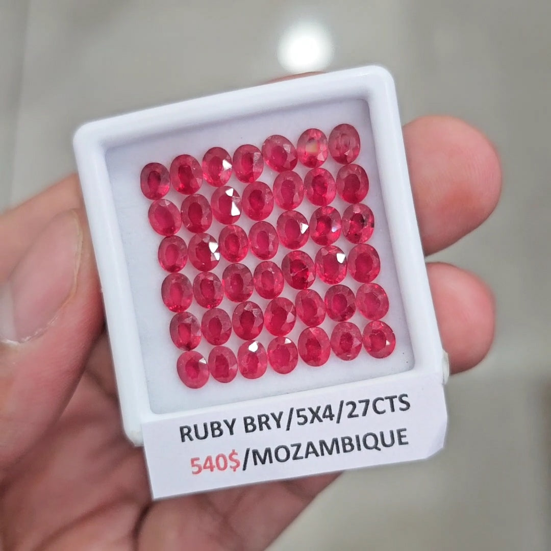 42Pcs of Natural Mozambique Ruby Faceted  | Oval | Size: 5x4mm