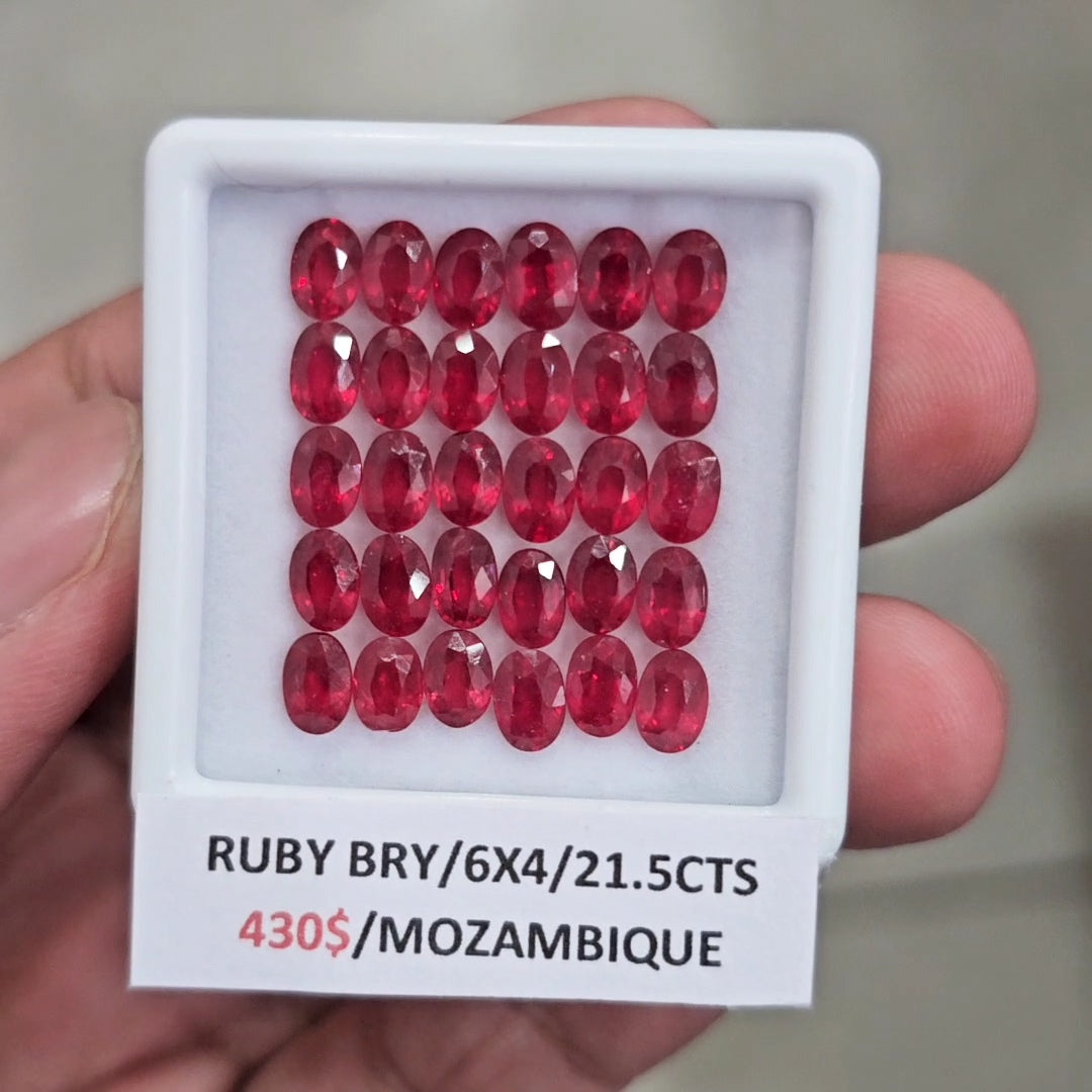 30Pcs of Natural Mozambique Ruby Faceted  | Oval | Size: 6x4mm