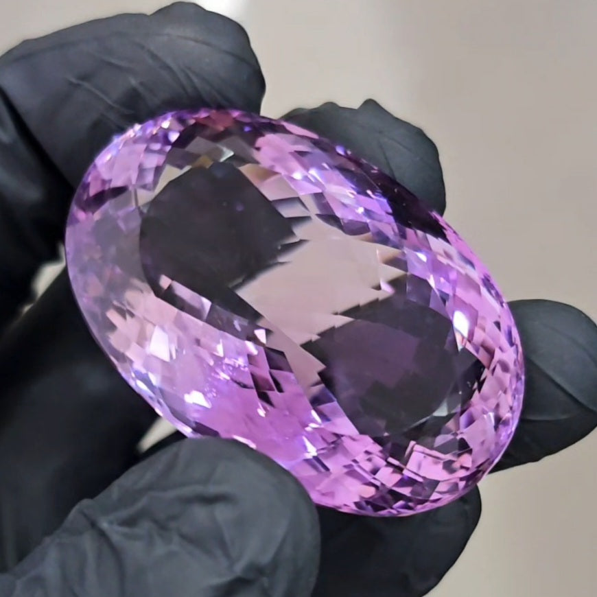 164Cts | Natural Big Size Lavender Amethyst Faceted | Oval | 44x29mm - The LabradoriteKing