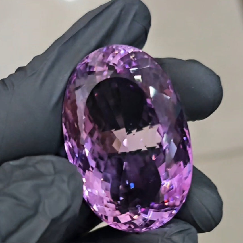 164Cts | Natural Big Size Lavender Amethyst Faceted | Oval | 44x29mm - The LabradoriteKing