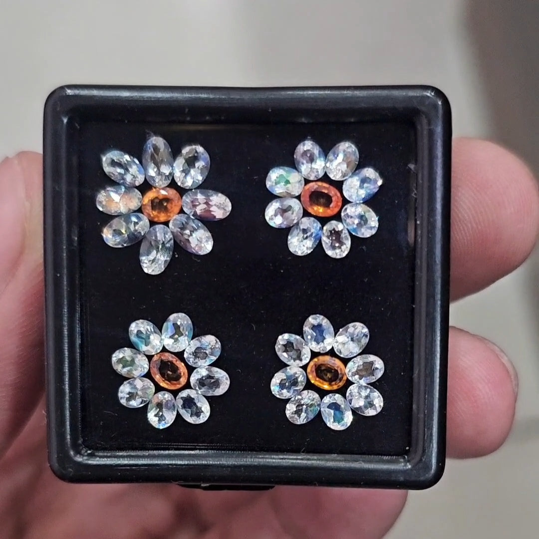 36Pcs of Natural Sapphire & Madagascar Moonstones Faceted | Oval | Size: 4-6mm - The LabradoriteKing