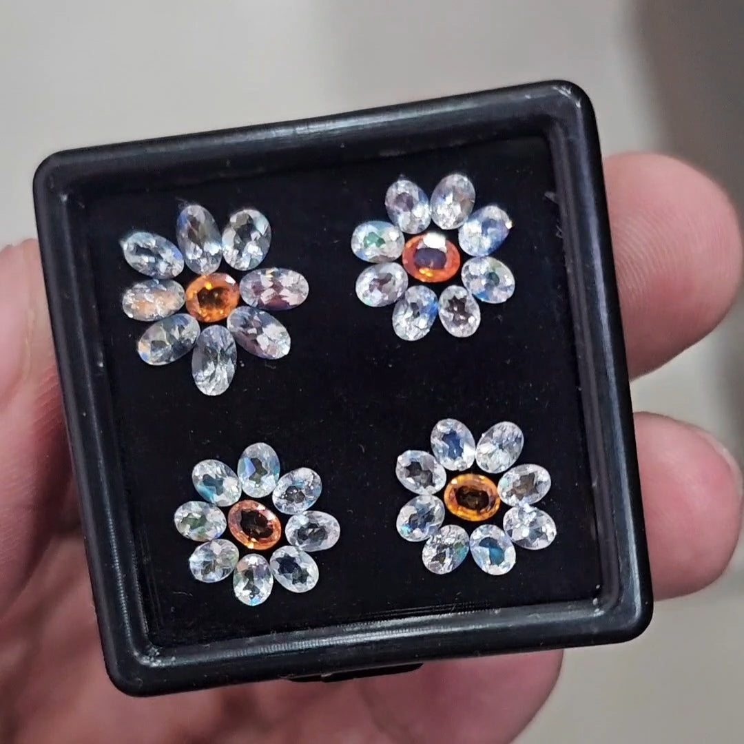 36Pcs of Natural Sapphire & Madagascar Moonstones Faceted | Oval | Size: 4-6mm - The LabradoriteKing