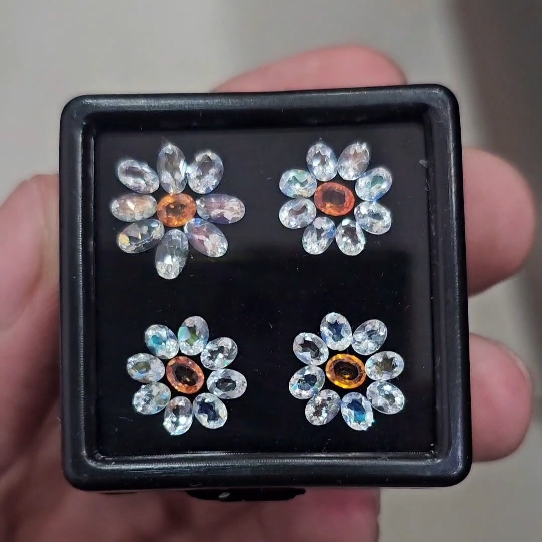 36Pcs of Natural Sapphire & Madagascar Moonstones Faceted | Oval | Size: 4-6mm - The LabradoriteKing