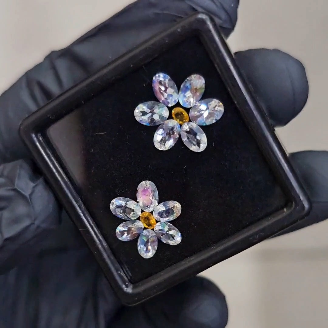 14Pcs of Natural Sapphire & Madagascar Moonstones Faceted | Oval | Size: 3-6mm - The LabradoriteKing