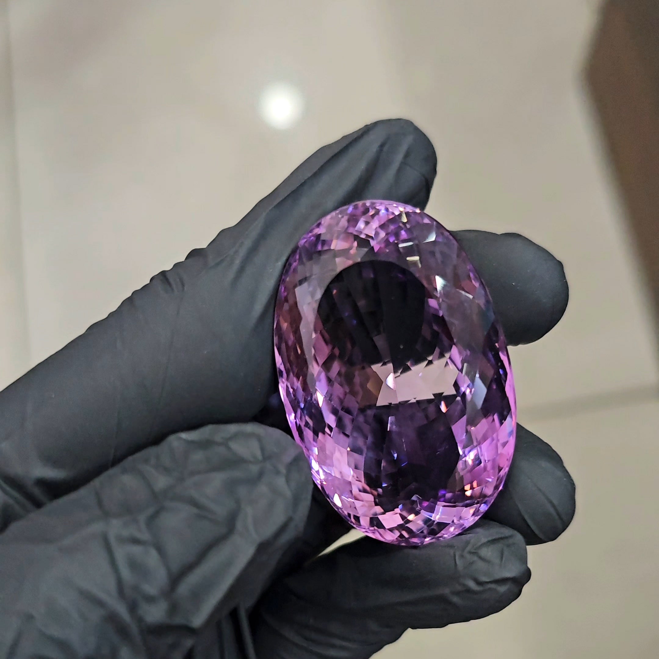 217Cts | Natural Big Size Lavender Amethyst Faceted | Oval | 45x32mm - The LabradoriteKing