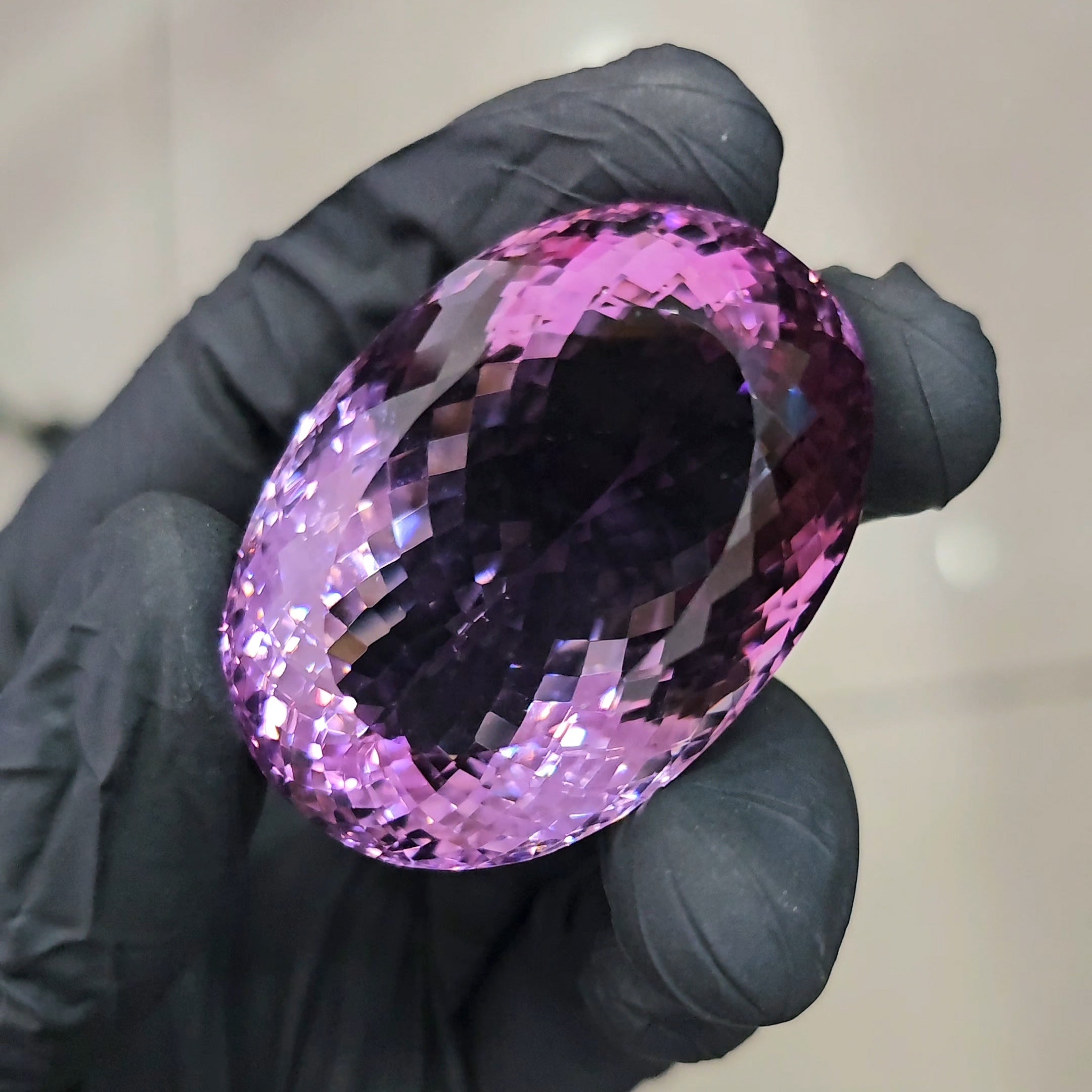 200Cts | Natural Big Size Lavender Amethyst Faceted | Oval | 46x31mm - The LabradoriteKing