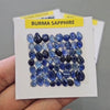 1 Card of Natural Unheated Burma Sapphire Cabochons | 3–8mm | Mixed Shapes