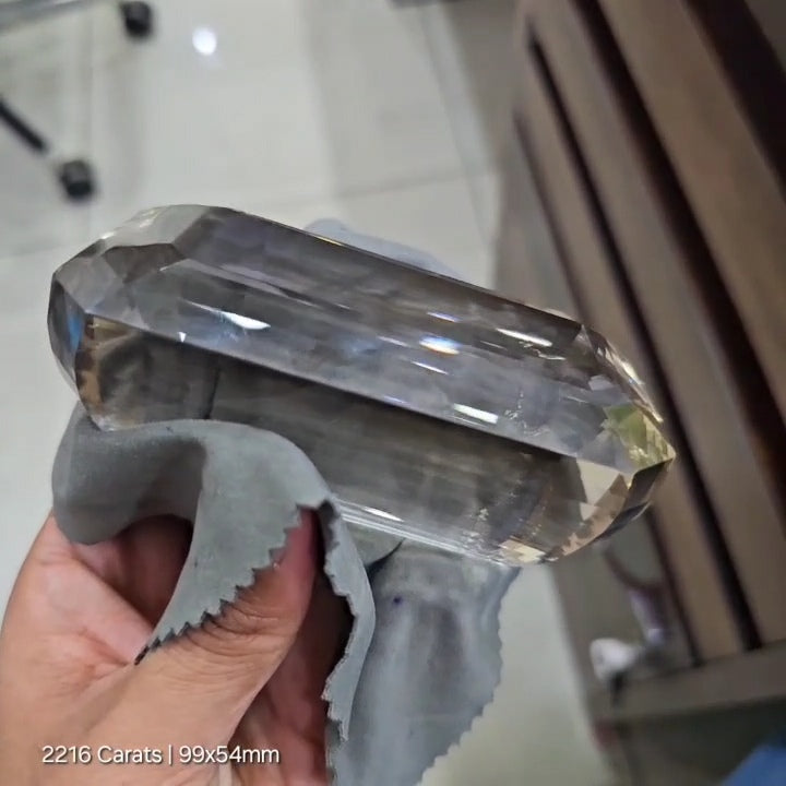 2216Cts | Natural Big Size Jumbos Smoky Quartz Faceted | Rectangle | 99x54mm