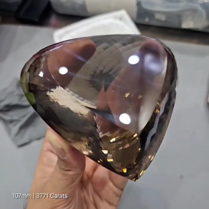 3771Cts | Natural Big Size Jumbos Smoky Quartz Faceted | Teardrop | 107mm