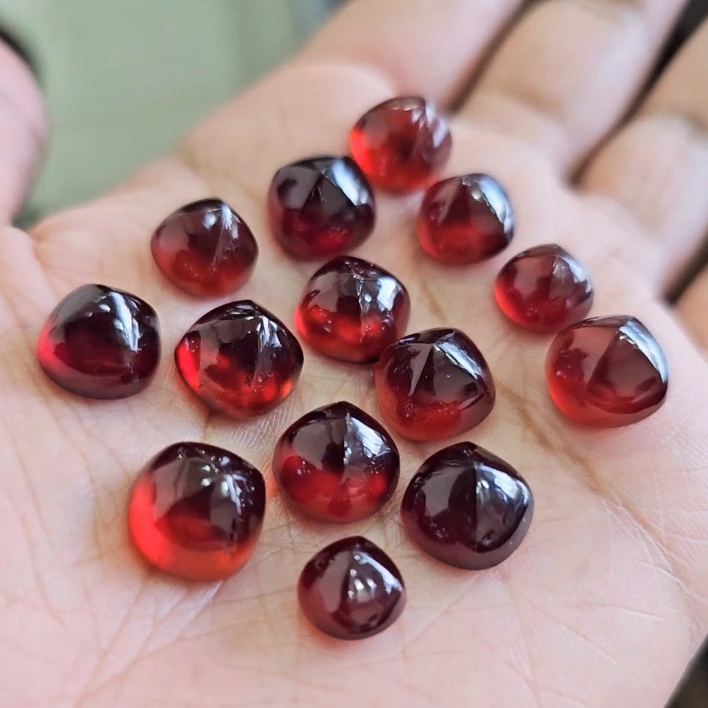 5 Pcs Natural Garnet Sugarloafs | 9mm to 12mm | Mozambique