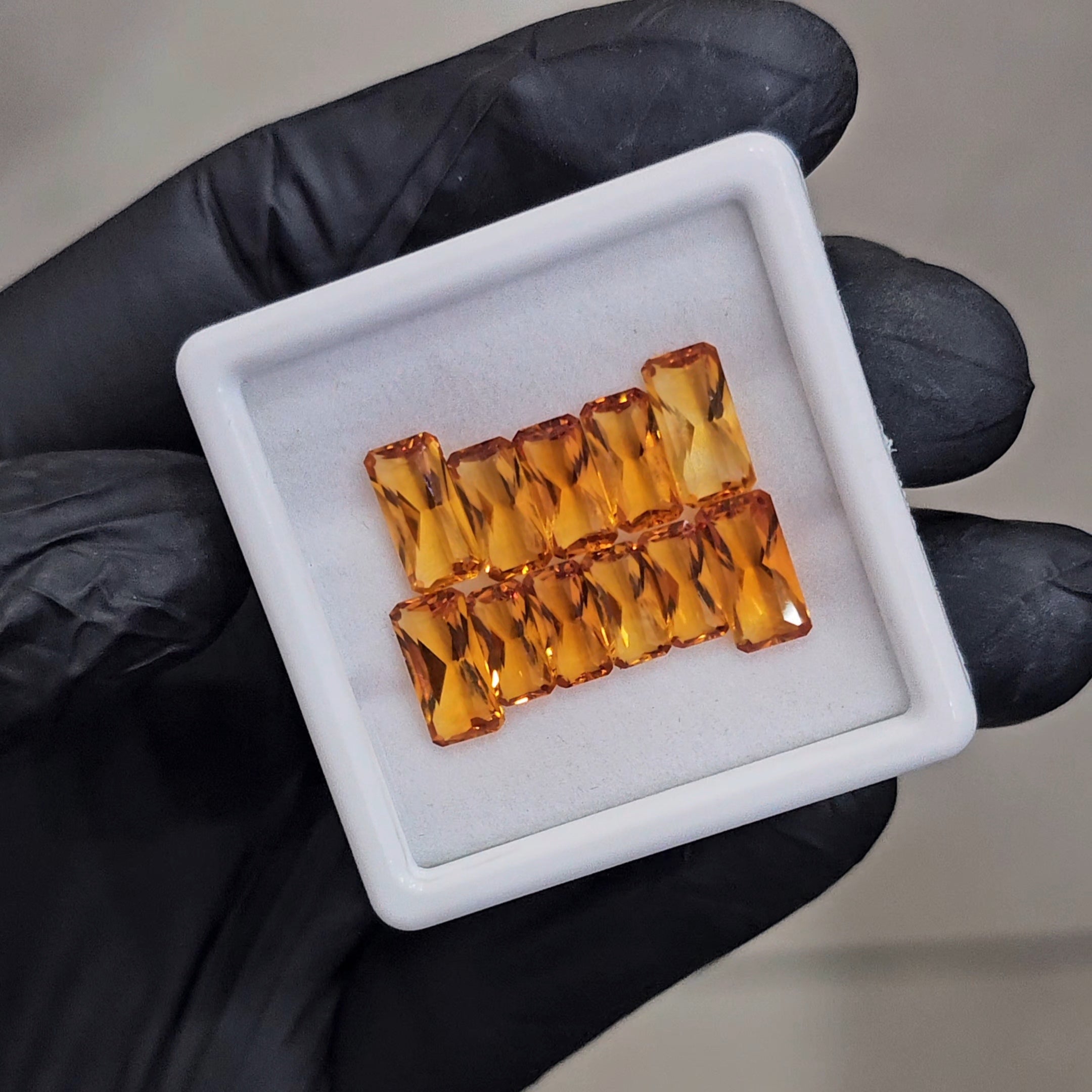 11 Pcs Of Dark Natural Citrine Faceted | Shape: Rectangle | Size: 7-10mm