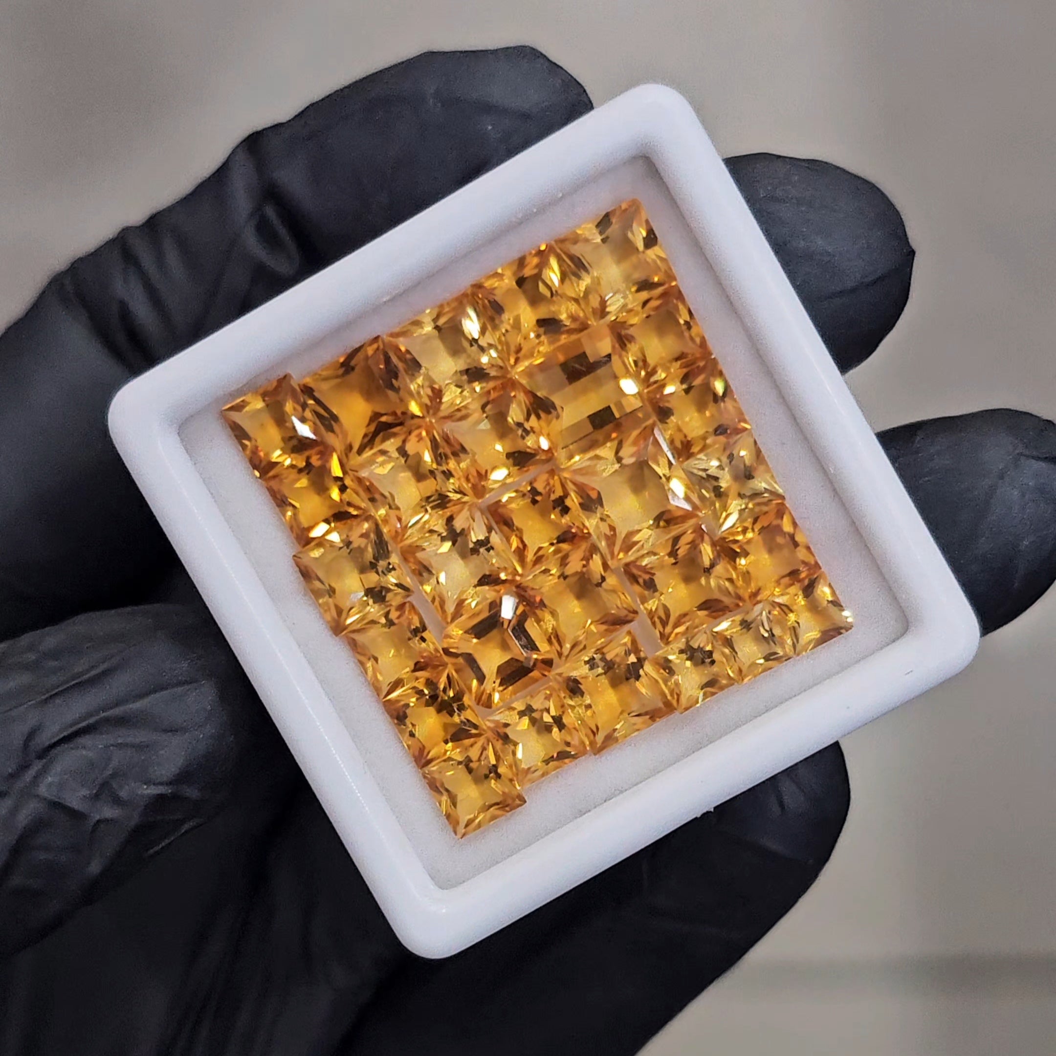 28 Pcs Of Natural Citrine Faceted | Shape: Square | Size: 4-7mm