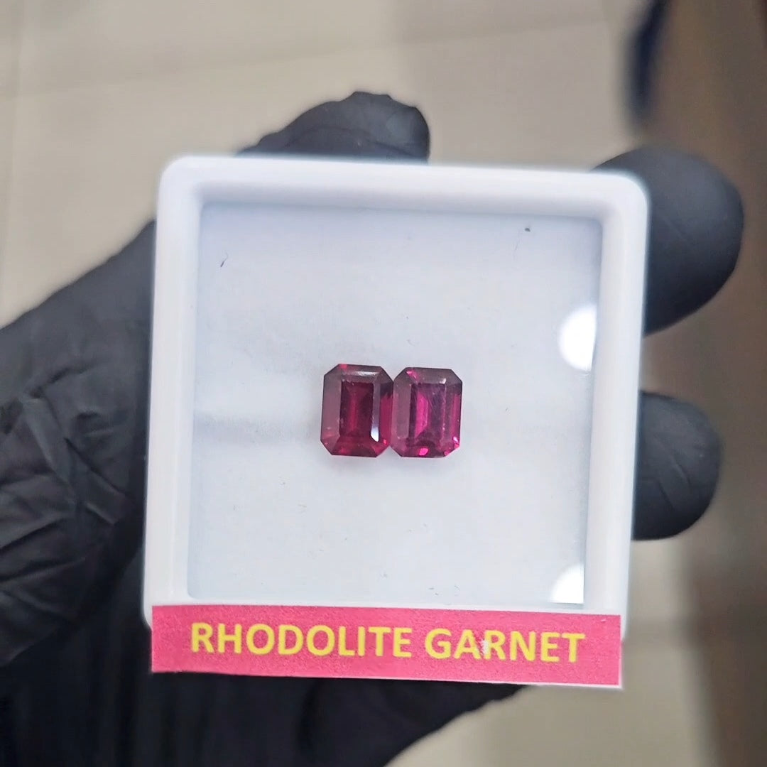 2 Pcs Natural Rhodolite Garnet Faceted | Shape: Rectangle | Size: 8x6mm