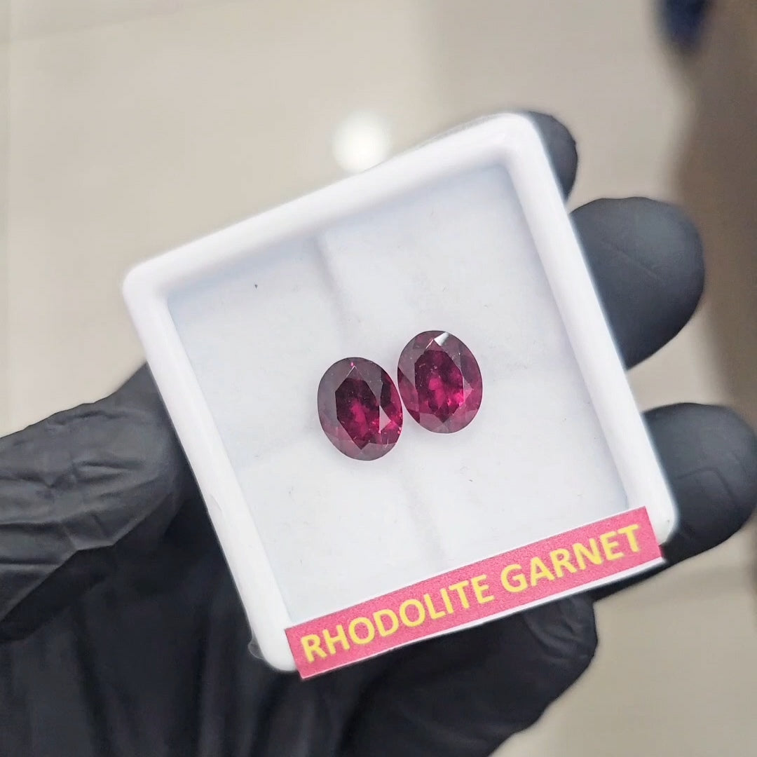 2 Pcs Natural Rhodolite Garnet Faceted | Shape: Oval | Size: 10x8mm