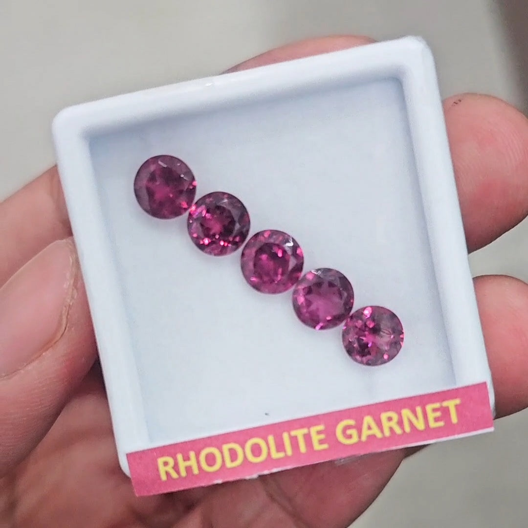 5 Pcs Natural Rhodolite Garnet Faceted | Shape: Round | Size: 7mm - The LabradoriteKing