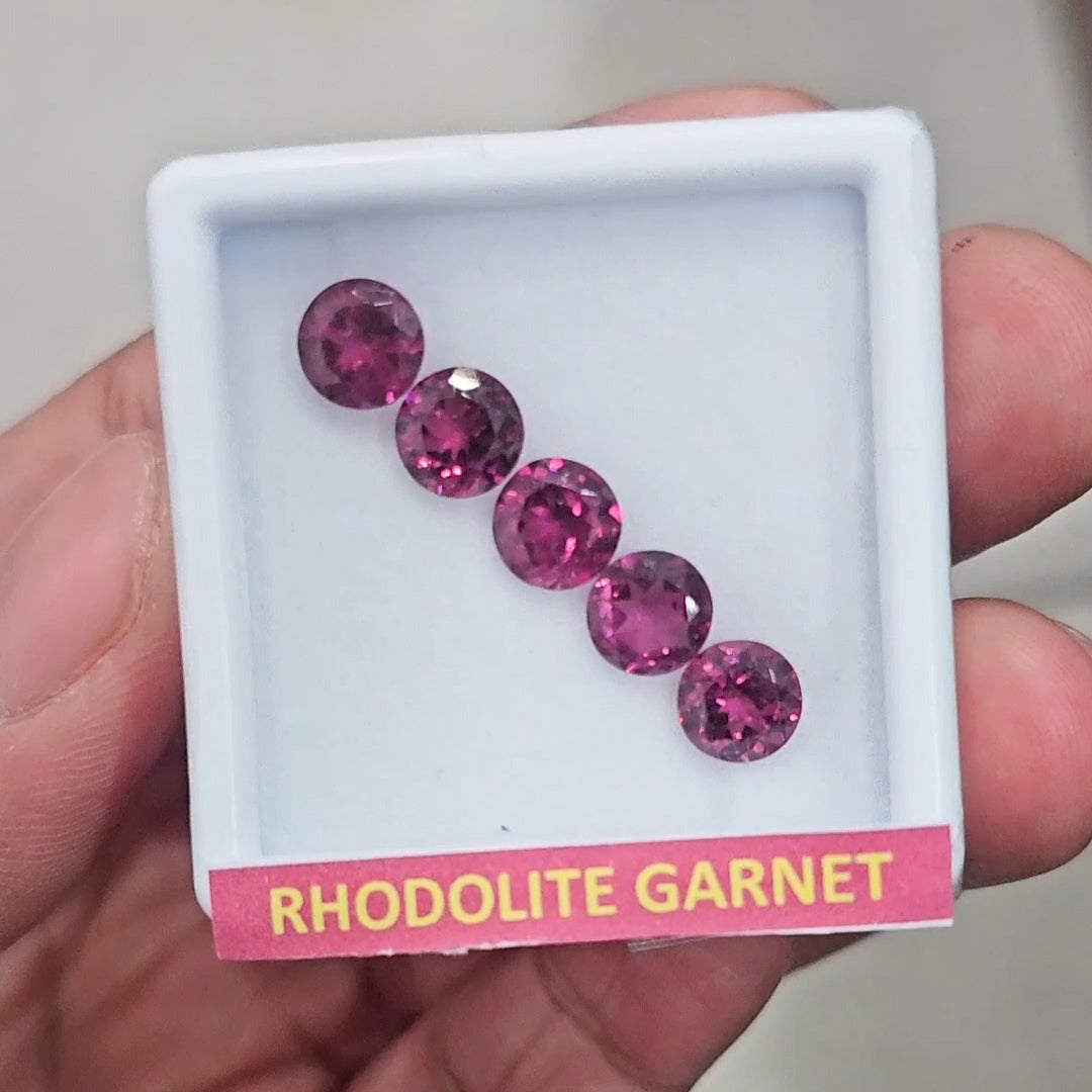 5 Pcs Natural Rhodolite Garnet Faceted | Shape: Round | Size: 7mm - The LabradoriteKing