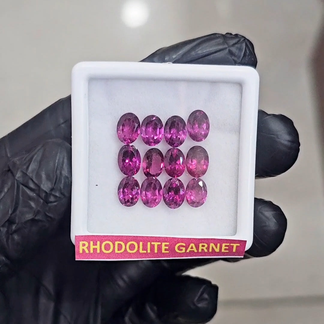 12 Pcs Natural Rhodolite Garnet Faceted | Shape: Oval | Size: 7x5mm