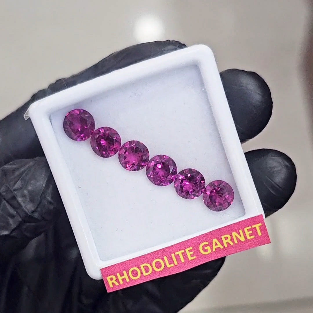 6 Pcs Natural Rhodolite Garnet Faceted | Shape: Round | Size: 7mm - The LabradoriteKing