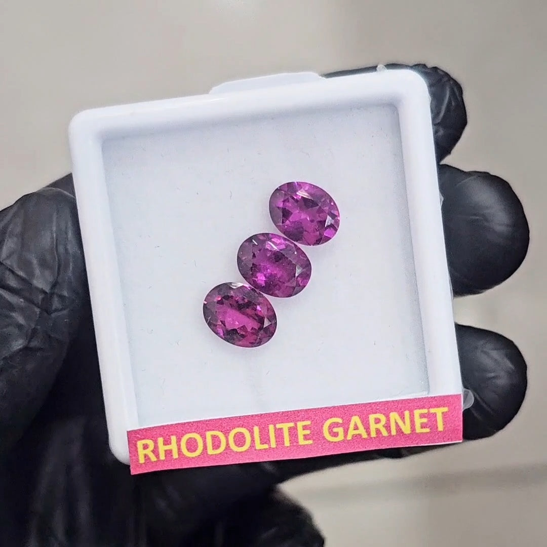 3 Pcs Natural Rhodolite Garnet Faceted | Shape: Oval | Size: 9x7mm