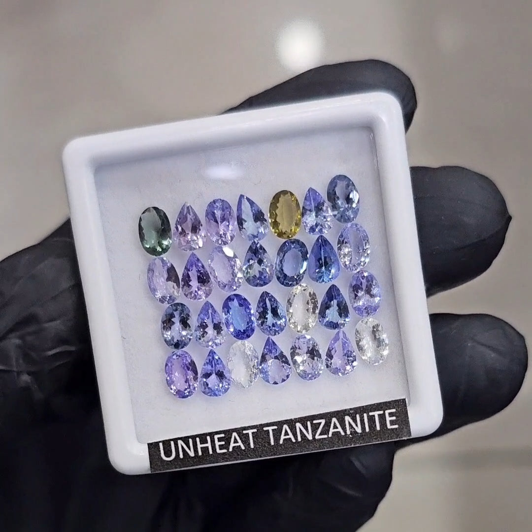 28 Pcs Of Natural Unheated Tanzanite Faceted | Shape: Oval & Pear | Size: 6x4mm