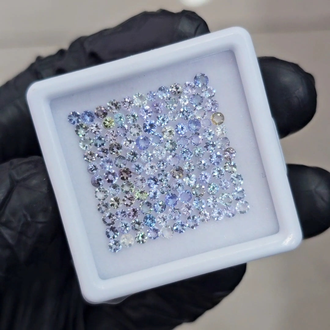 121 Pcs Of Natural Unheated Tanzanite  Faceted | Shape: Round | Size: 2mm