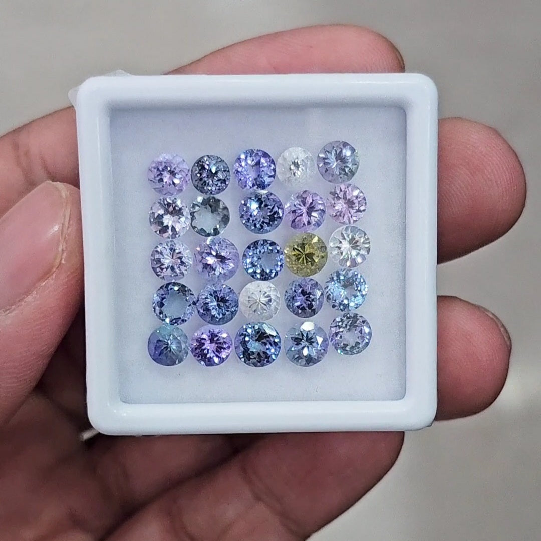 25 Pcs Of Natural Unheated Tanzanite Faceted | Shape: Round | Size: 4-5mm