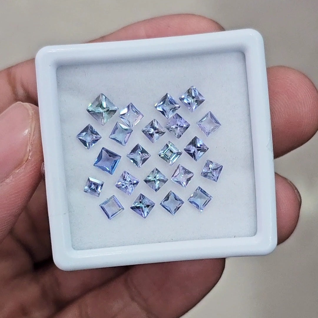 22 Pcs Of Natural Unheated Tanzanite Faceted | Shape: Square | Size: 3-5mm